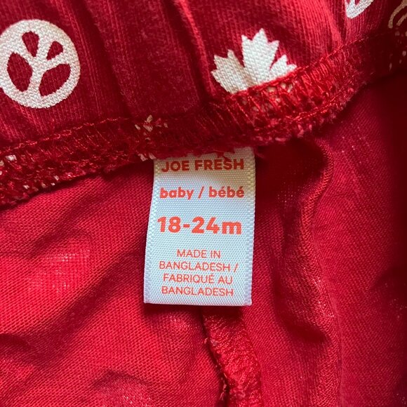 Joe Fresh Baby Shorts 18-24M Red Maple Leaf Print | Canada Day Cotton Pull-On - Picture 5 of 14